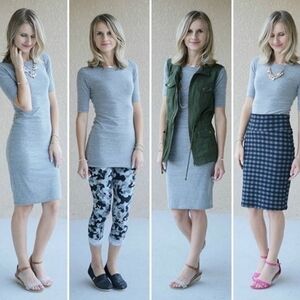 Lularoe Heathered Gray Slub Knit Midi Julia Dress XXS